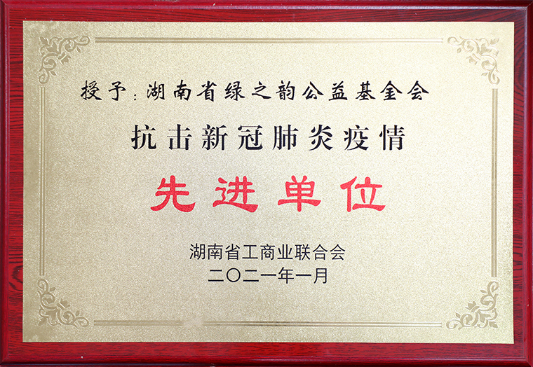 綠之韻公益基金會(huì)被湖南省工商聯(lián)授予“抗擊新冠肺炎疫情先進(jìn)單位”稱(chēng)號(hào)